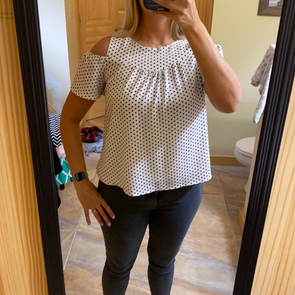 Cute cold shoulder short sleeve blouse